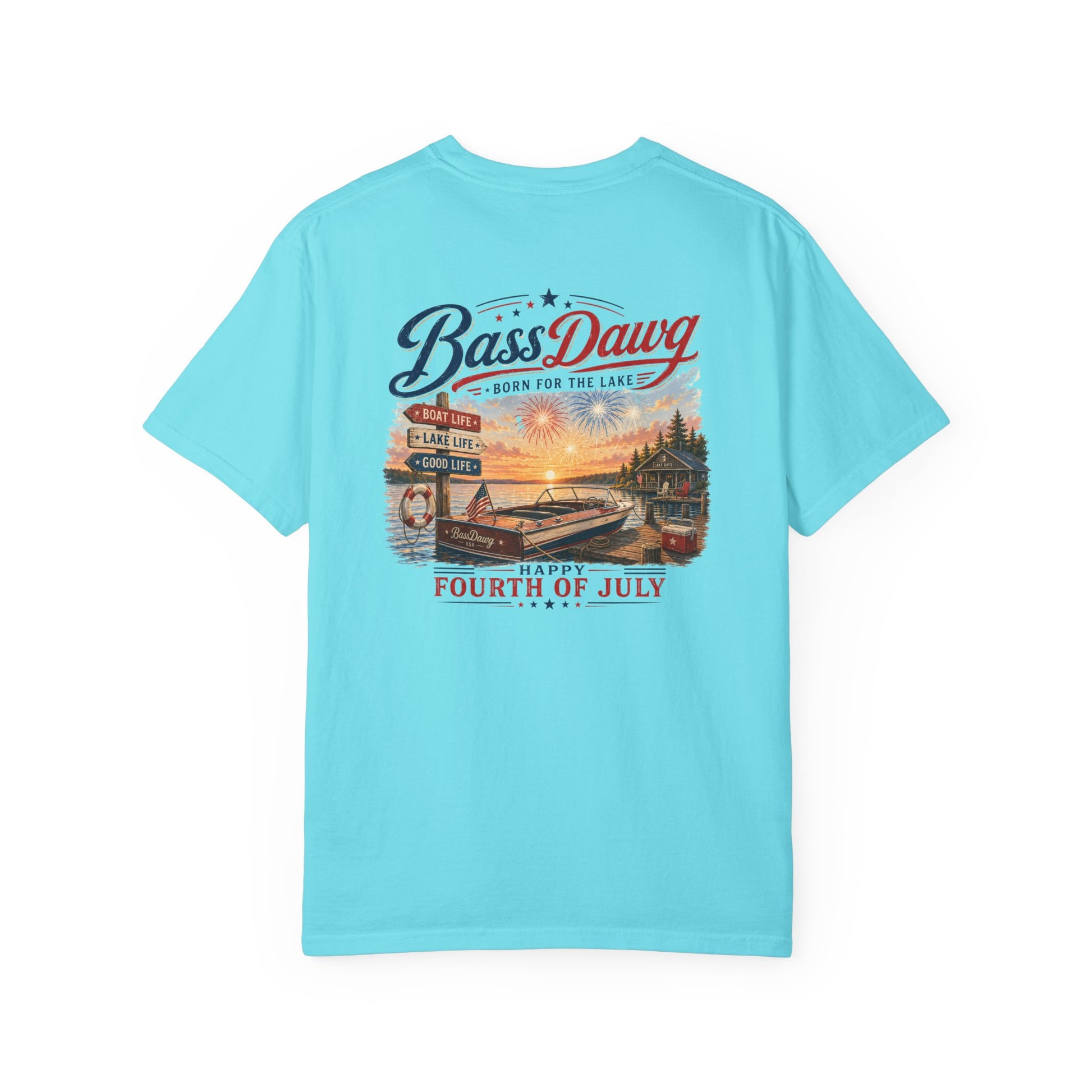 Color: Lagoon Blue | BassDawg America's Brand Tee - Born for the Lake - Lagoon Blue